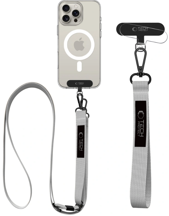 Λουράκι Χειρός & Λαιμού Tech-Protect C6S Rope Crossbody Αποσπώμενο για Θήκες Κινητών / Smartphones Crayon Grey