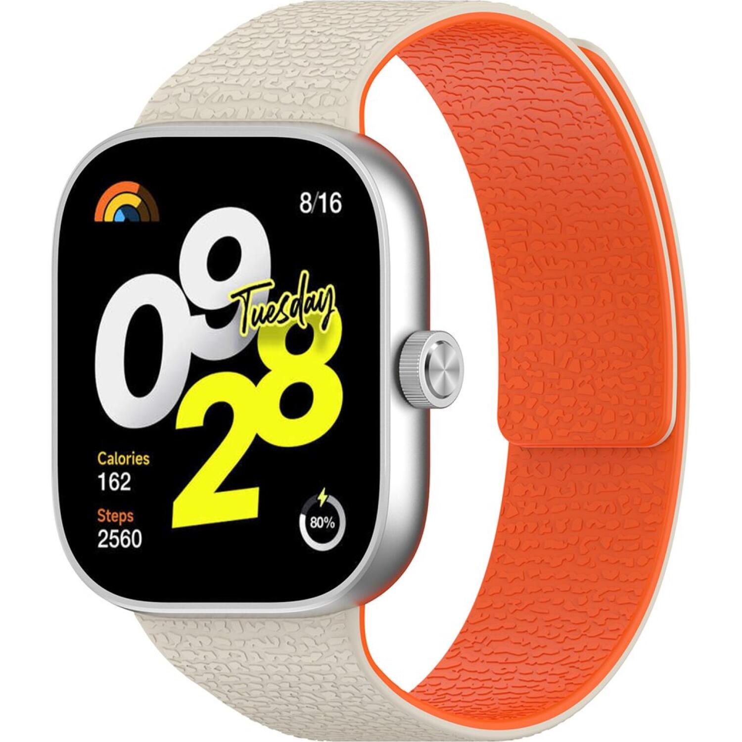 Λουράκι Xiaomi Smart Band 9 Pro / 8 Pro / Redmi Watch 6 / 5 / 4 Techsuit Watchband W016 Μαγνητικό Σιλικόνης Starlight / Orange