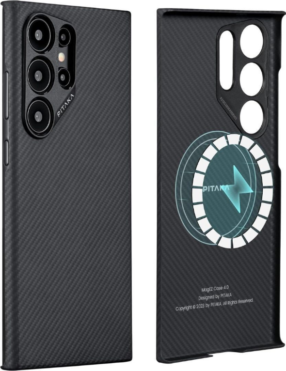 MagSafe Θήκη Aramid Fiber Body - Samsung Galaxy S24 Ultra - Pitaka MagEZ Case 4 - 1mm - 600D - Black / Grey / Twill
