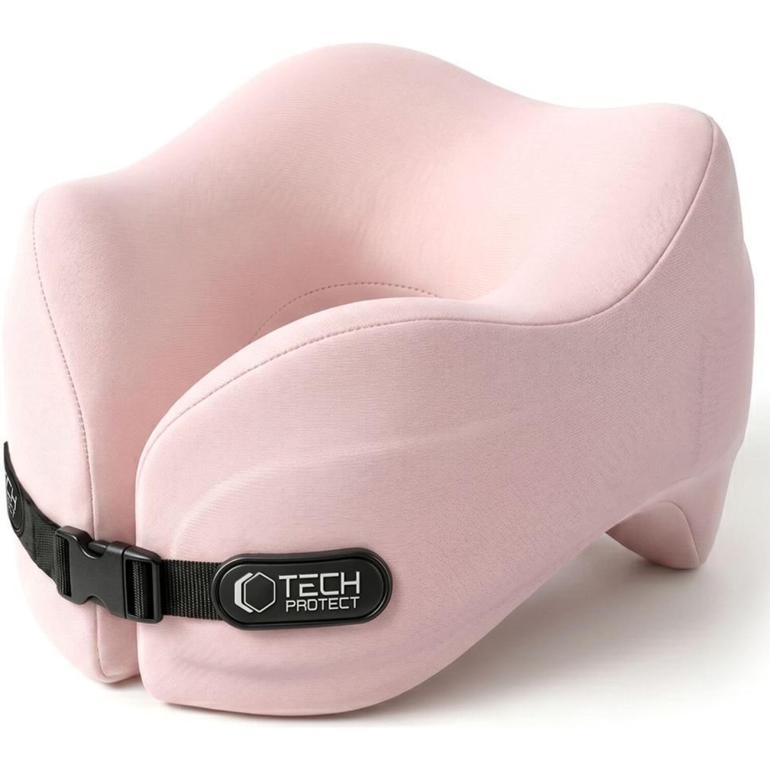 Μαξιλάρι Ταξιδιού Λαιμού / Αυχένα Tech-Protect ComfortRest Εργονομικό με Memory Foam για Αεροπλάνο Pink