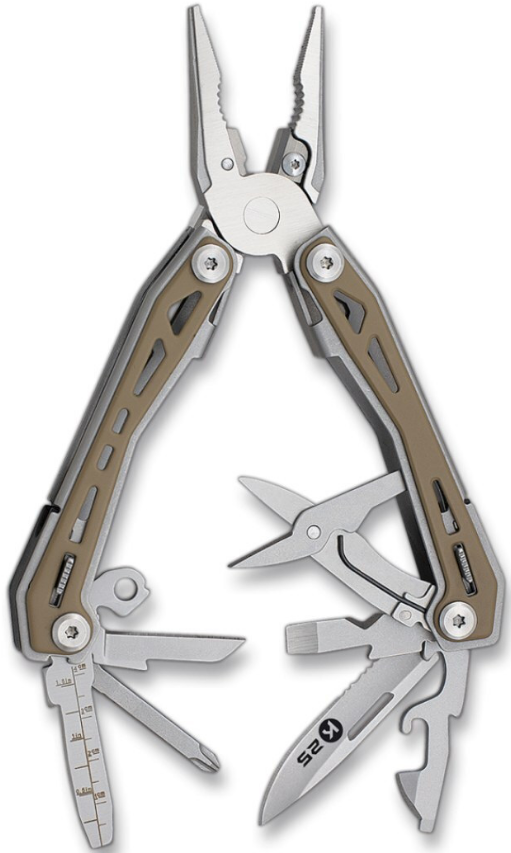 K25 Multi-Function Tactical Pliers Coyote Satin 11150 - Πολυεργαλείο / Πένσα με 9 Εργαλεία & Θήκη - Aluminium / Green