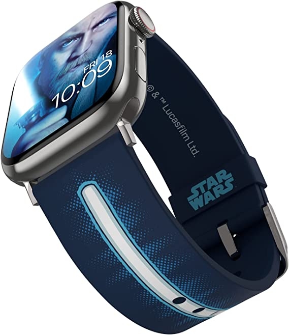 MobyFox Star Wars - Universal Λουράκι Σιλικόνης για Όλα τα Apple Watch & Smartwatches (22mm) με 20 Digital Watch Faces για iOS - Obi-Wan Kenobi Lightsaber 