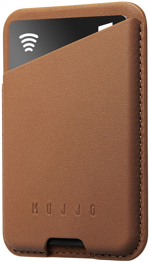 Mujjo Full Leather Magnetic Wallet - Universal Δερμάτινο MagSafe Πορτοφόλι / Θήκη για Κάρτες - Dark Tan