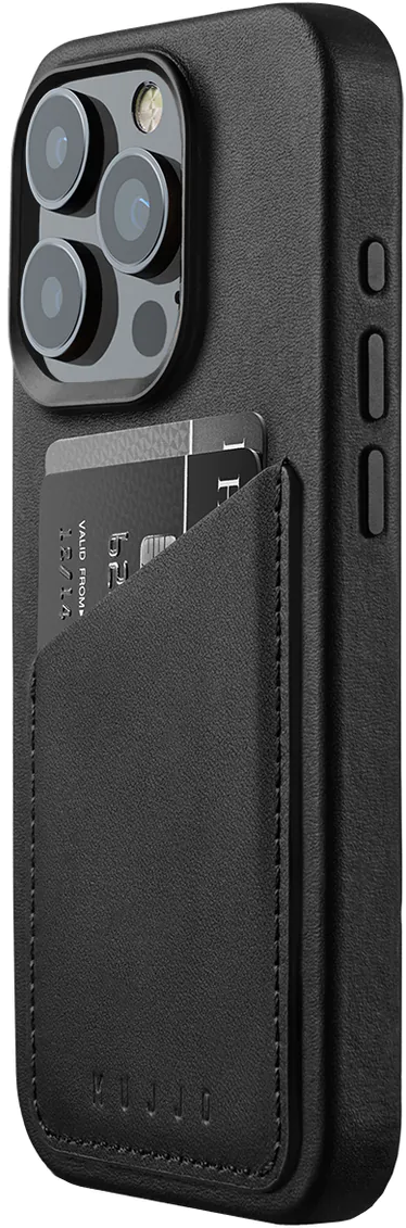 MUJJO Full Leather Wallet Case - Δερμάτινη Θήκη-Πορτοφόλι MagSafe - Apple iPhone 15 Pro - Black