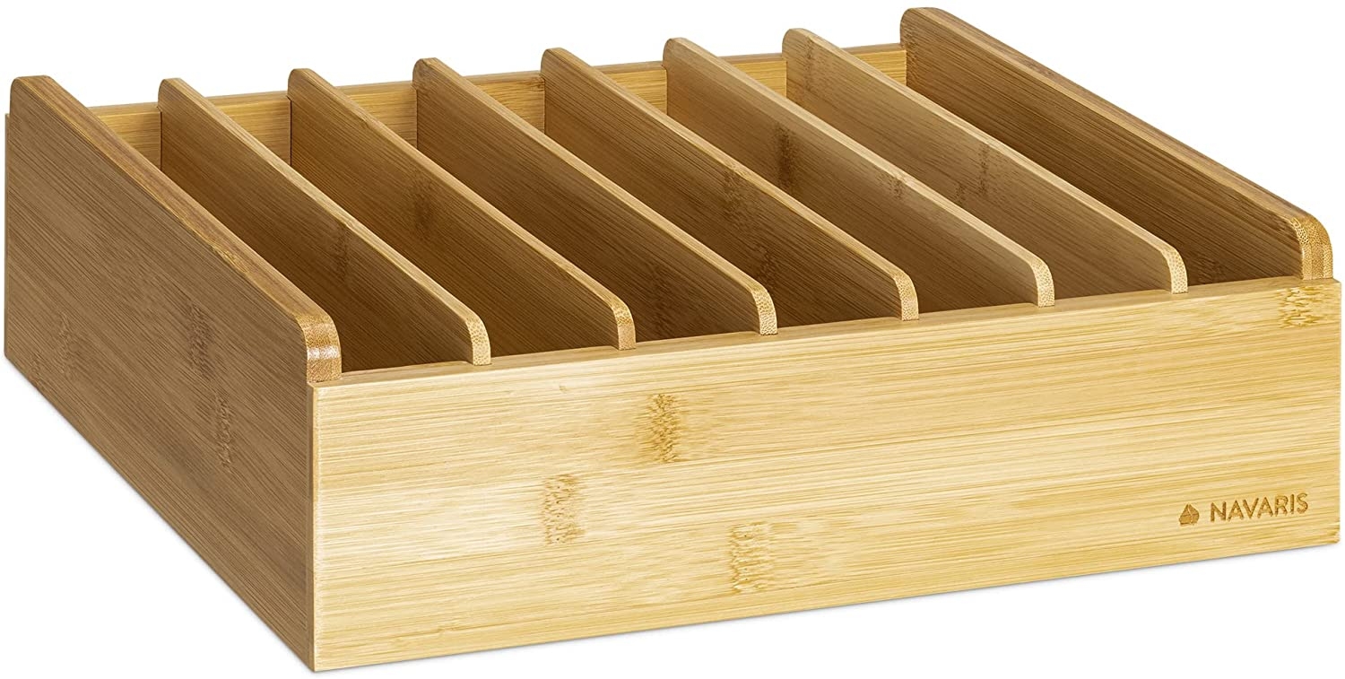 Navaris Adjustable Bamboo Lid Holder / Organizer - Ρυθμιζόμενη Ξύλινη Βάση Οργάνωσης Πολλαπλών Θέσεων από Μπαμπού - Natural