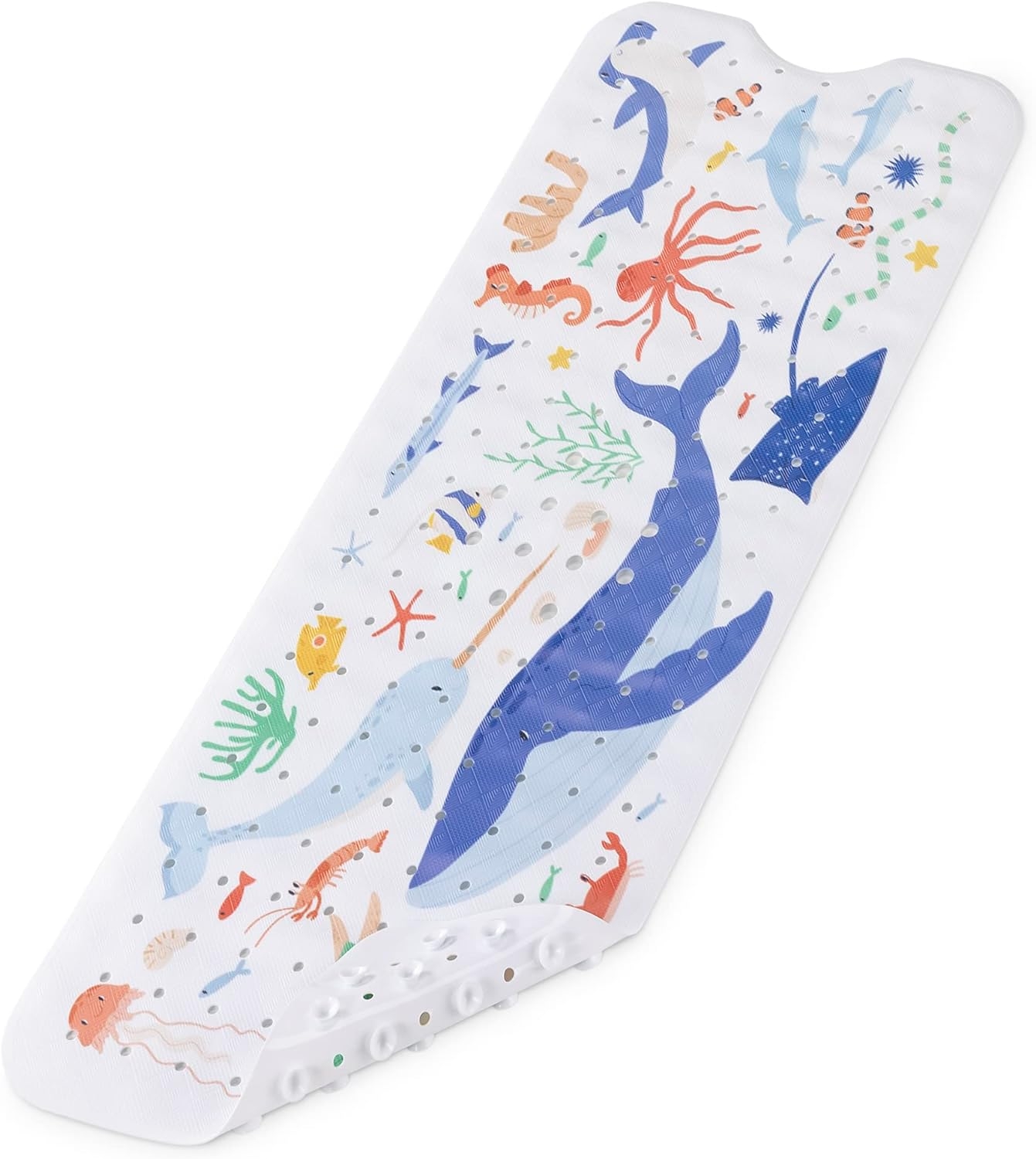 Navaris Anti-Slip Bath Mat for Babies & Kids - Αντιολισθητικό Παιδικό / Βρεφικό Χαλάκι Μπάνιου από PVC - 100 x 40 cm - White / Multicolour