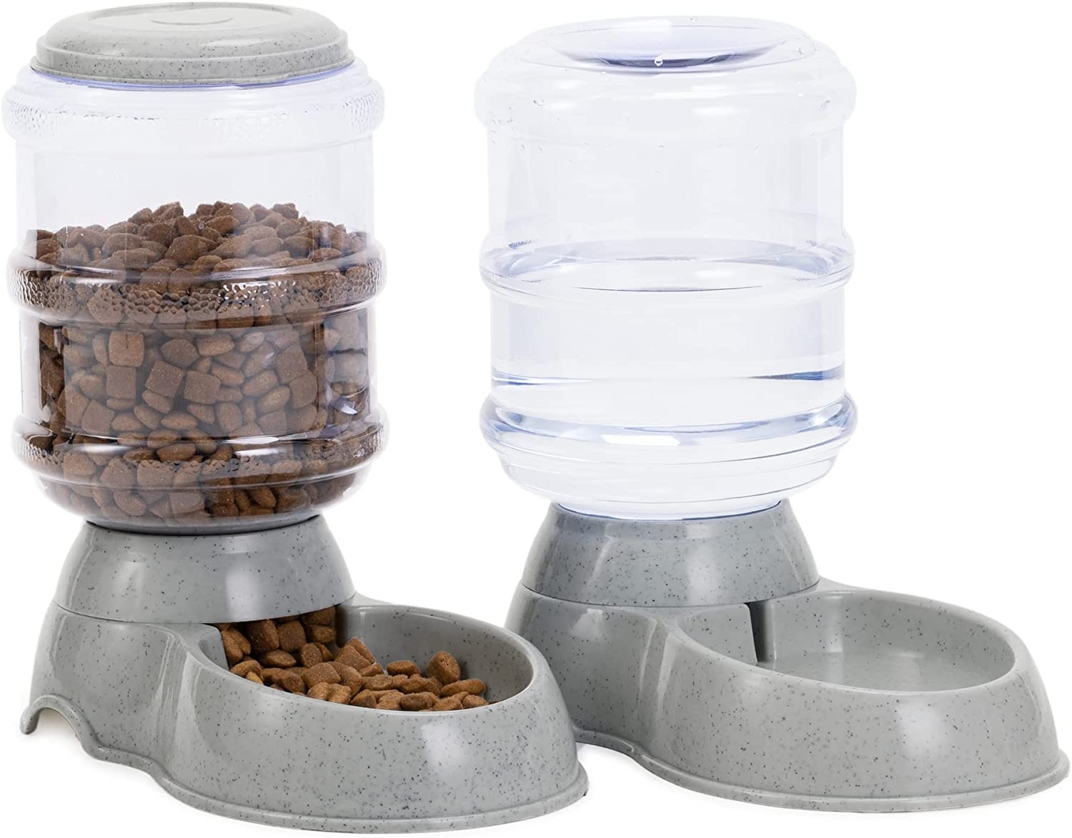 Navaris Pet Feeder Dispenser Set - Σετ με 2 Διανομείς Φαγητού και Νερού για Κατοικίδιο - 3.8L - Dark Grey