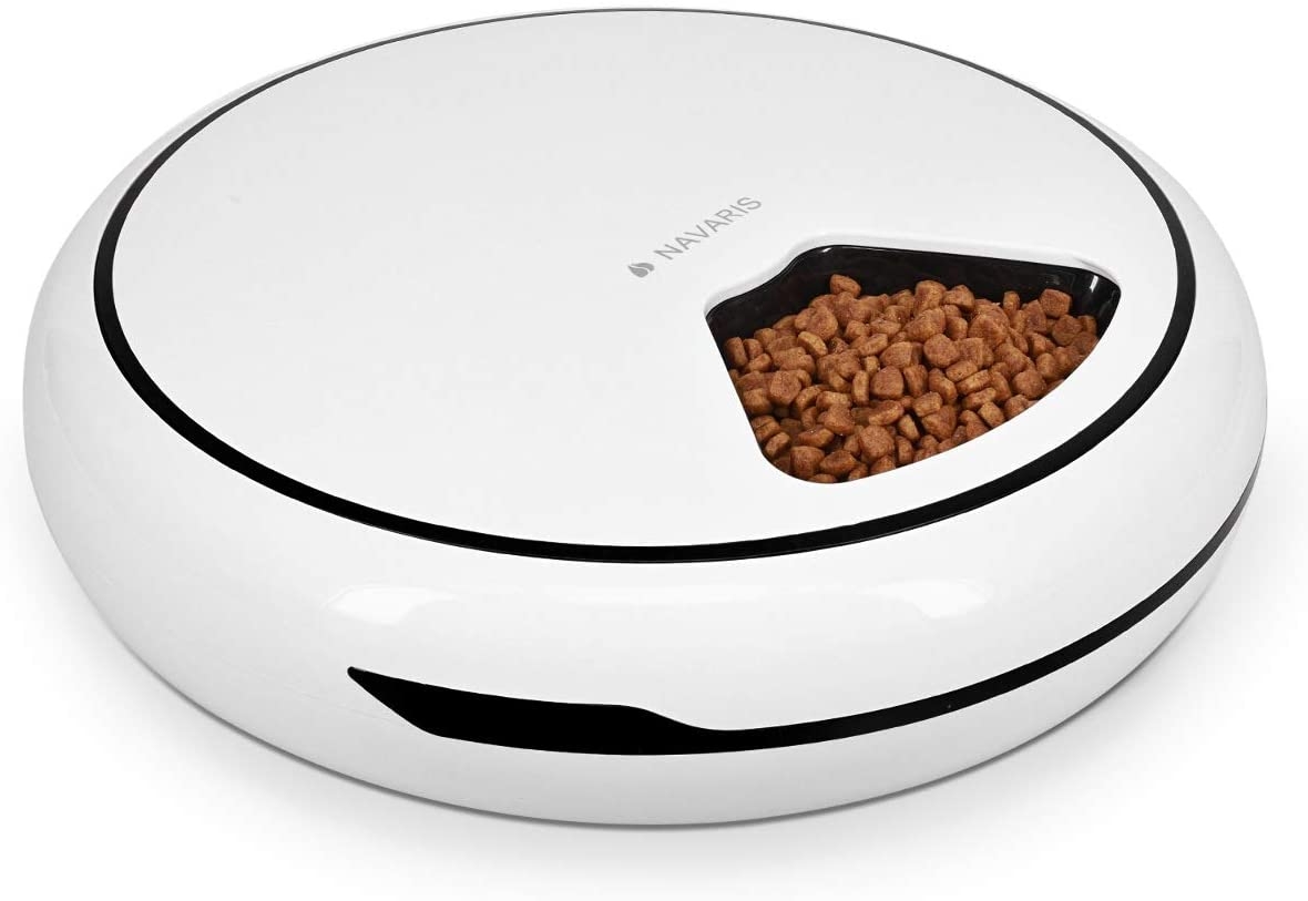 Navaris Automatic Pet Food Dispenser - Αυτόματη Ταΐστρα Φαγητού με Χρονοδιακόπτη για Κατοικίδια - White