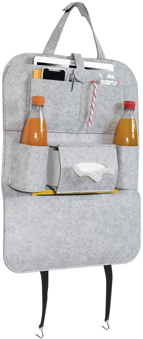 Navaris Back Seat Car Organizer - Θήκη Αποθήκευσης Και Οργάνωσης Για Κάθισμα Αυτοκινήτου - Light Gray 