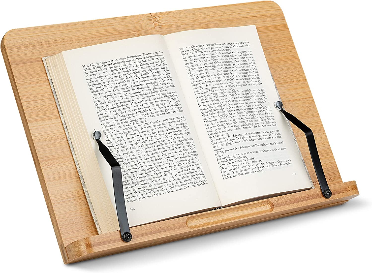 Navaris Bamboo Book Stand - Ρυθμιζόμενη Βάση Ανάγνωσης Βιβλίου / iPad / Tablet / eReader από Μπαμπού - 33 x 24cm - Brown