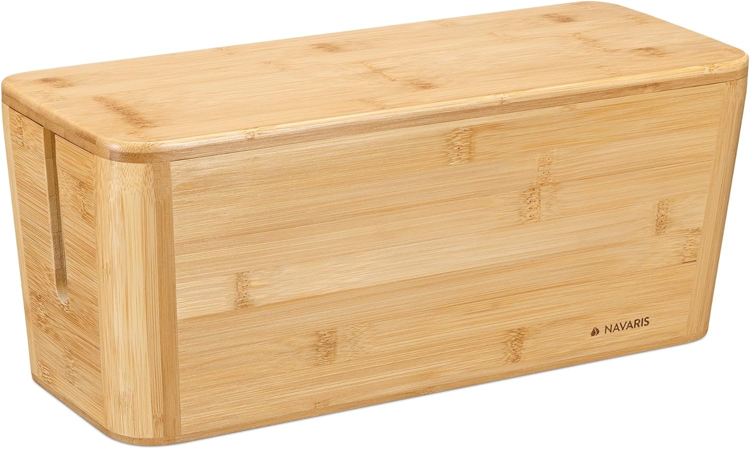 Navaris Bamboo Cable Box - Κουτί Οργάνωσης Καλωδίων από Μπαμπού με Καπάκι - 39.4 x 16 x 16cm - Brown