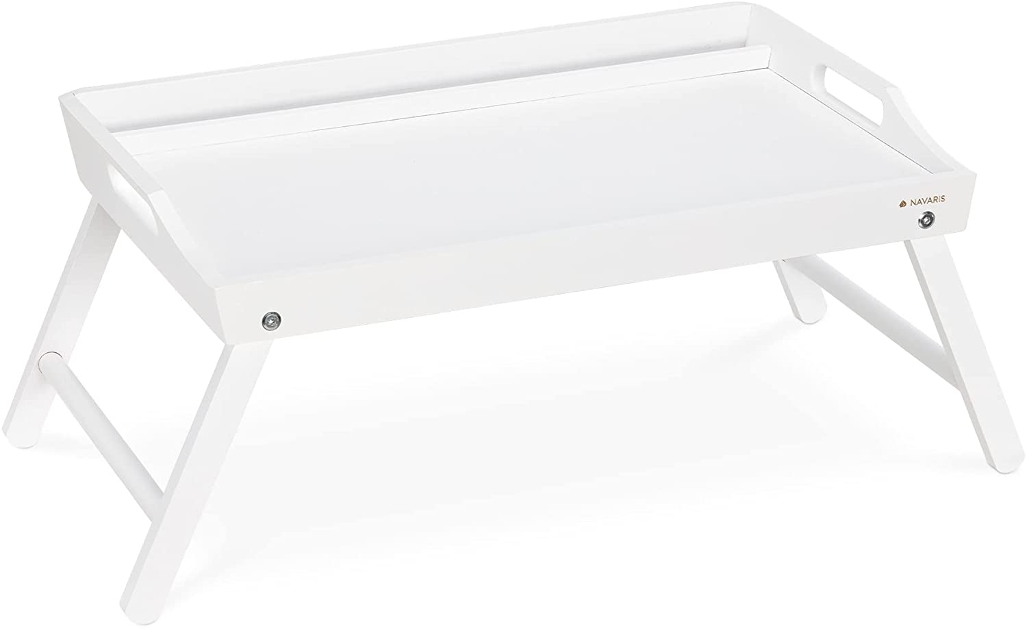 Navaris Bamboo Folding Serving Table - Ξύλινη Βάση από Μπαμπού / Δίσκος Πρωινού για το Κρεβάτι με Πτυσσόμενα Πόδια - White