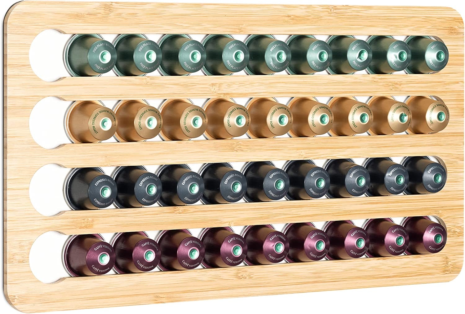 Navaris Bamboo Magnetic Capsule / Coffee Pod Holder - Μαγνητική Βάση από Μπαμπού για 40 Κάψουλες Nespresso - Brown