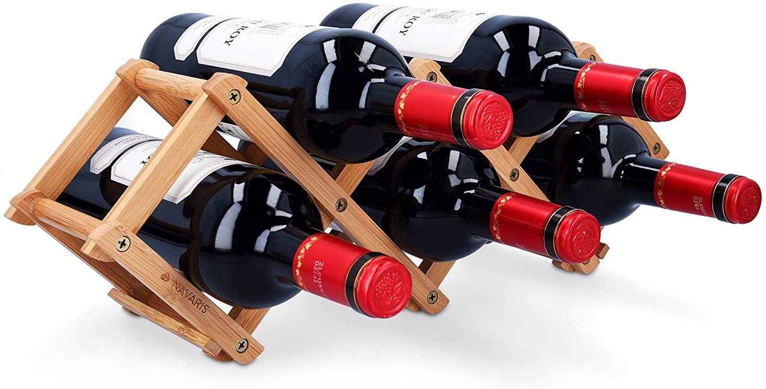 Navaris Bamboo Wine Rack - Ξύλινο Πτυσσόμενο Ράφι Ποτών από Μπαμπού - 5 Θέσεις