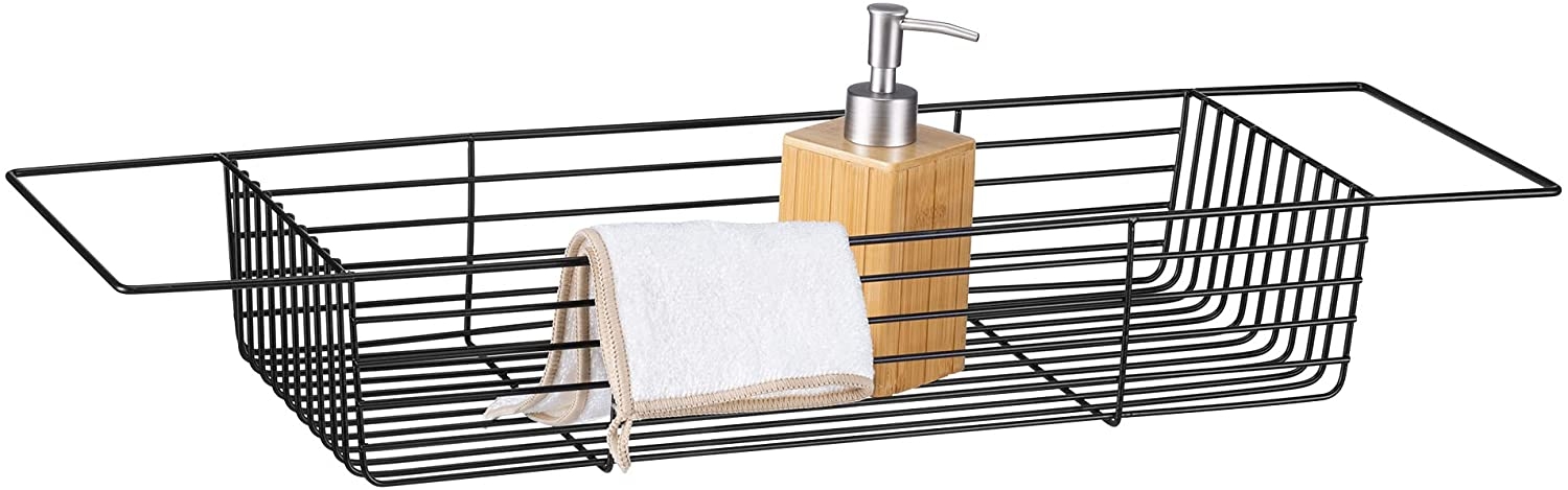 Navaris Bathtub Tray - Μεταλλική Βάση Οργάνωσης / Ράφι για Μπανιέρα - 70 x 20 x 10 cm - Black