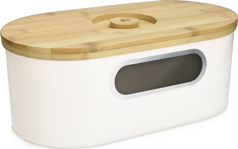 Navaris Bread Bin with Bamboo Lid - Ψωμιέρα / Δοχείο Αποθήκευσης Ψωμιού με Καπάκι από Μπαμπού - Cream / Bamboo