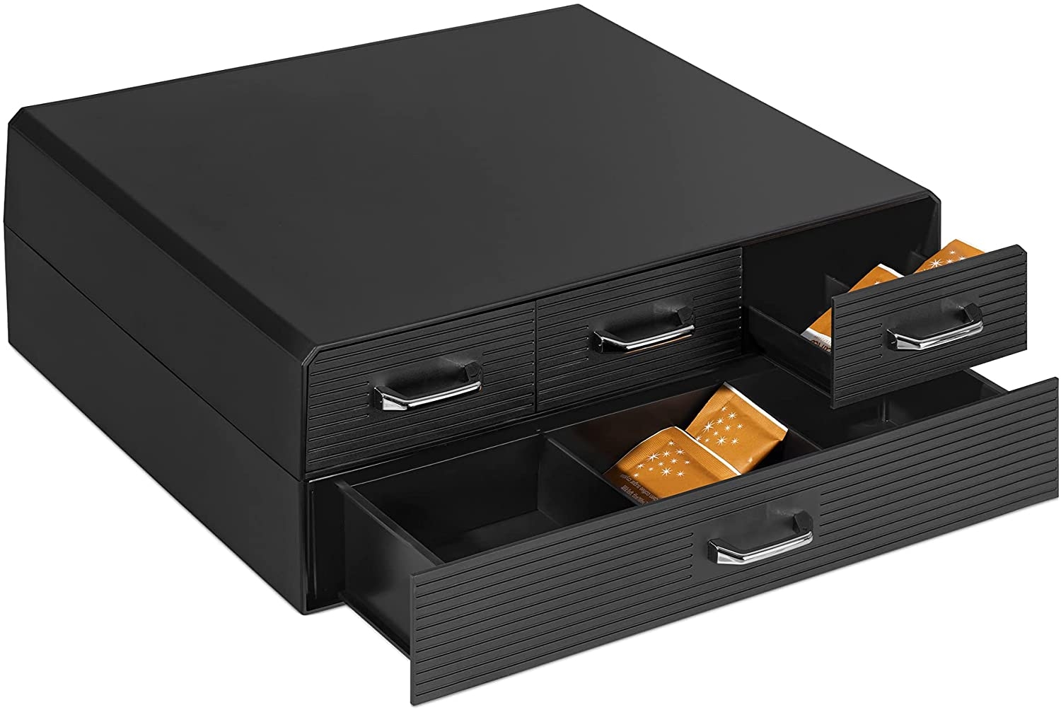 Navaris Capsule Holder - Κουτί Αποθήκευσης με 4 Συρτάρια για Κάψουλες Nespresso / Βάση για Καφετιέρα - Black