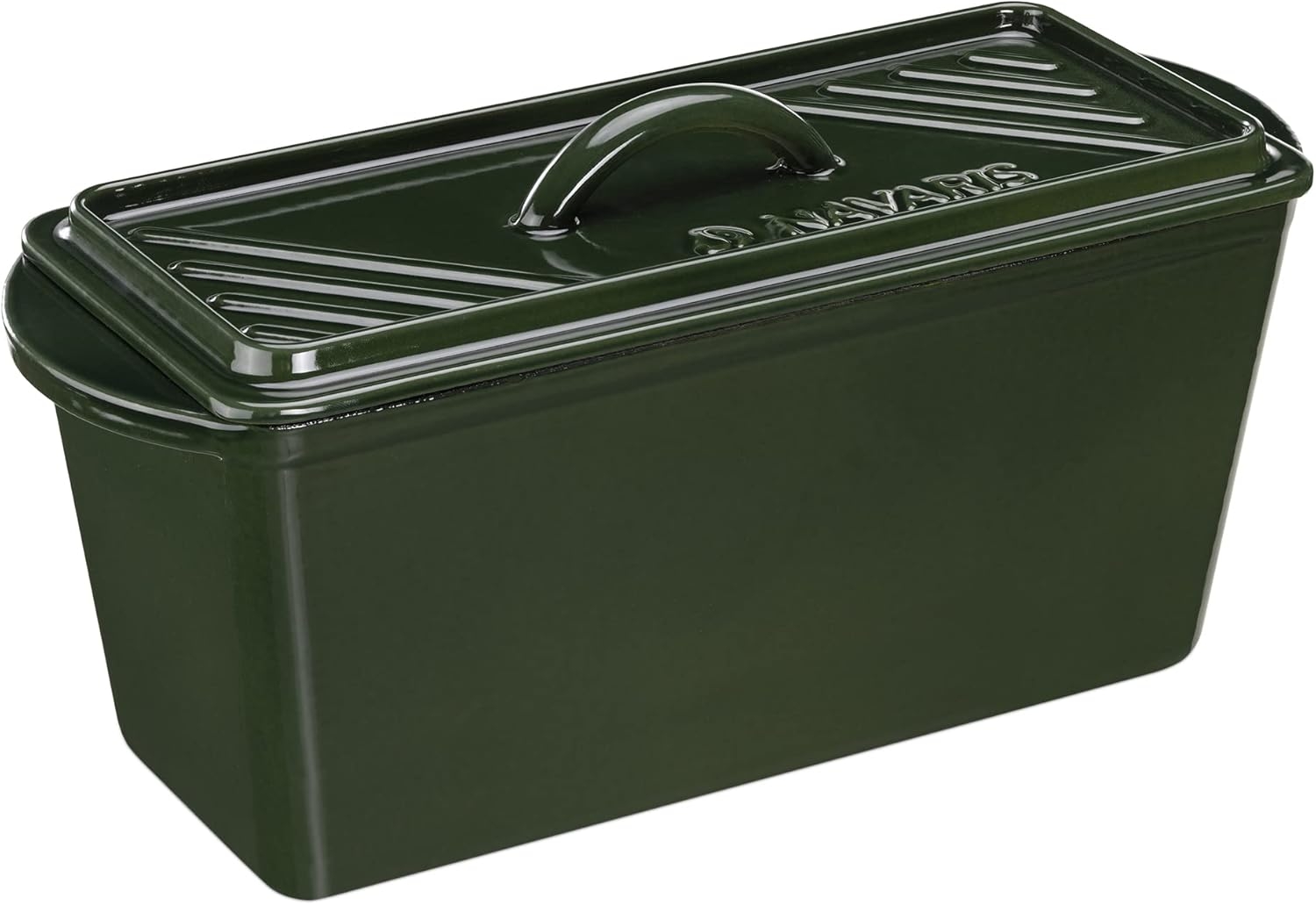 Navaris Cast Iron Bread Loaf Pan with Lid - Αντικολλητικό Σκεύος Μαγειρέματος με Καπάκι από Χυτοσίδηρο για Εστίες / Φούρνο - 34cm - Green