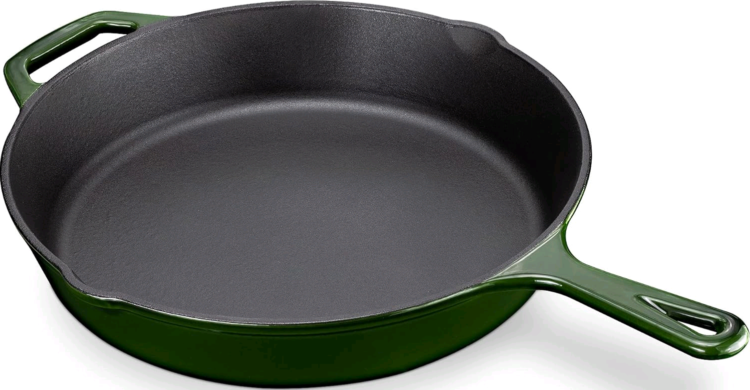 Navaris Cast Iron Skillet Enameled - Εμαγιέ Τηγάνι από Μαντέμι / Χυτοσίδηρο - 30cm - Dark Green