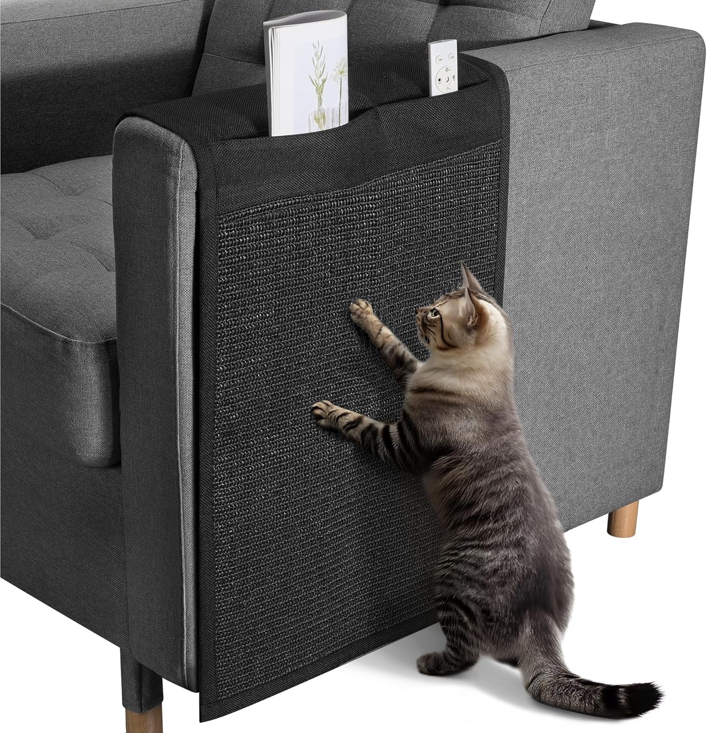 Navaris Cat Scratch Armrest Organiser Ονυχοδρόμιο / Προστατευτικό Καναπέ από Γρατζουνιές Γάτας 130 x 45 cm Black