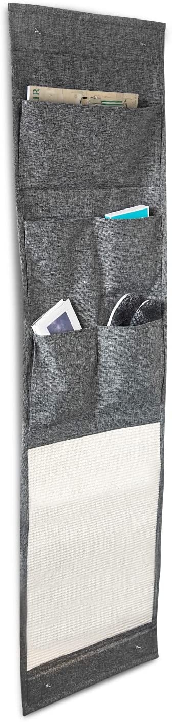 Navaris Cat Scratcher Storage Organiser - Οργανωτής Αποθήκευσης 5 Θέσεων για Πόρτα / Τοίχο με Ονυχοδρόμιο για Γάτες από Σιζάλ - 174 x 45.5 cm - Grey 