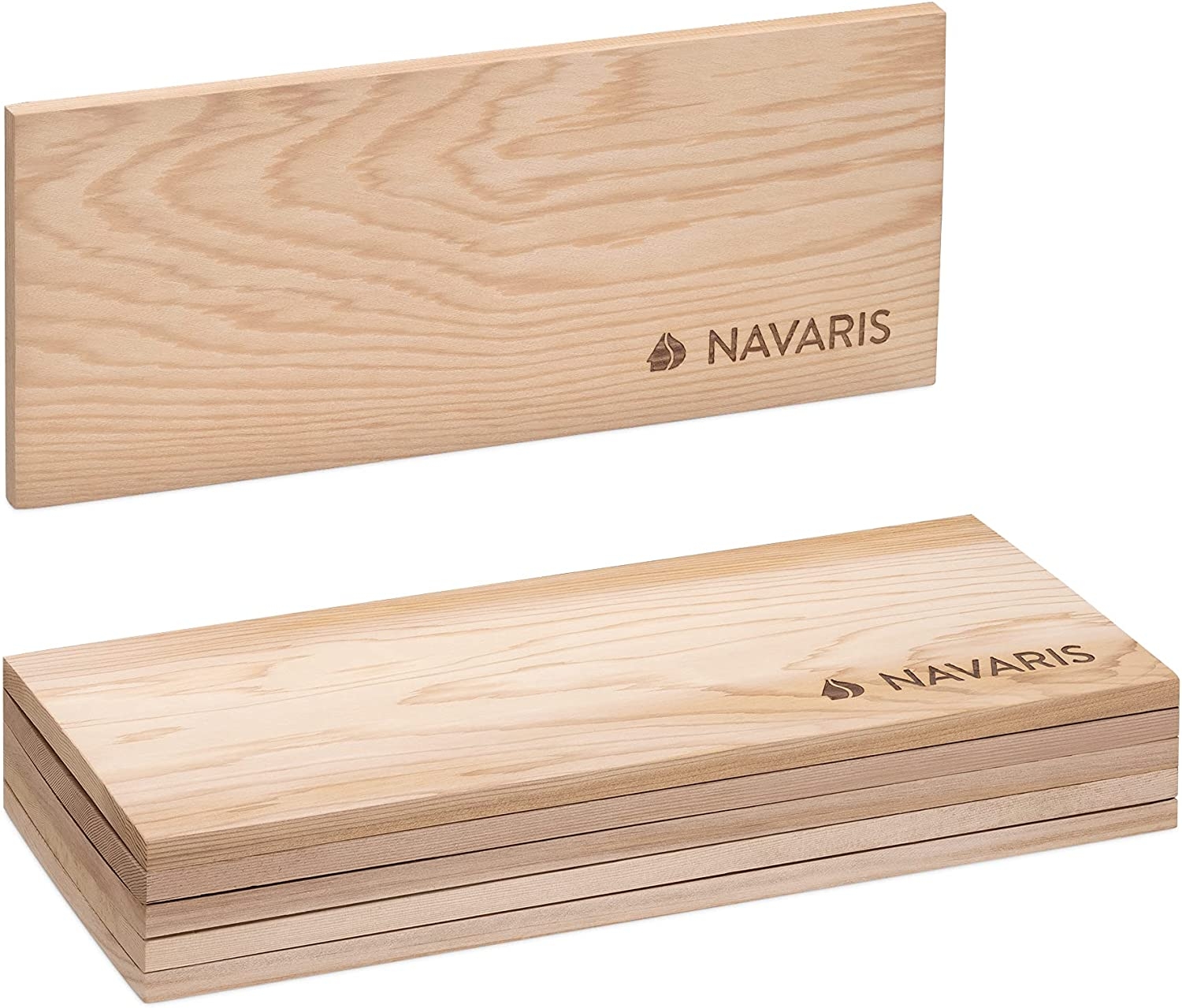 Navaris Cedar Wood Grilling Planks Set of 6 - Σετ με 6 Πλάκες Καπνίσματος / Ψησίματος για Μπάρμπεκιου / BBQ από Ξύλο Κέδρου - 35 x 14 cm