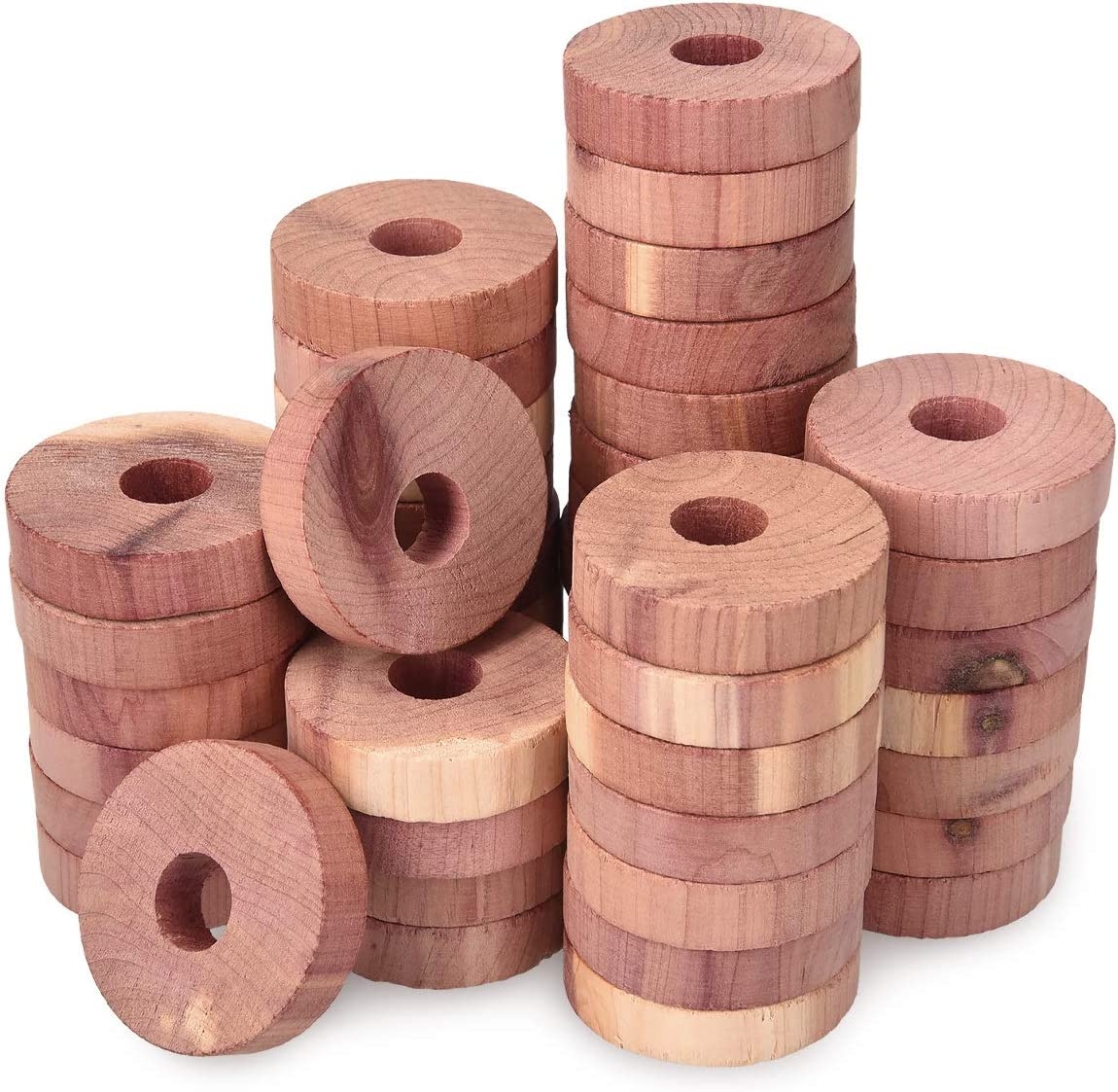 Navaris Cedar Wood Moth Repellent Hangers - Φυσικό Αντισκοριακό / Δακτυλίδια από Ξύλο Κέδρου για Κρεμάστρες - 45 Τεμάχια - Light Brown