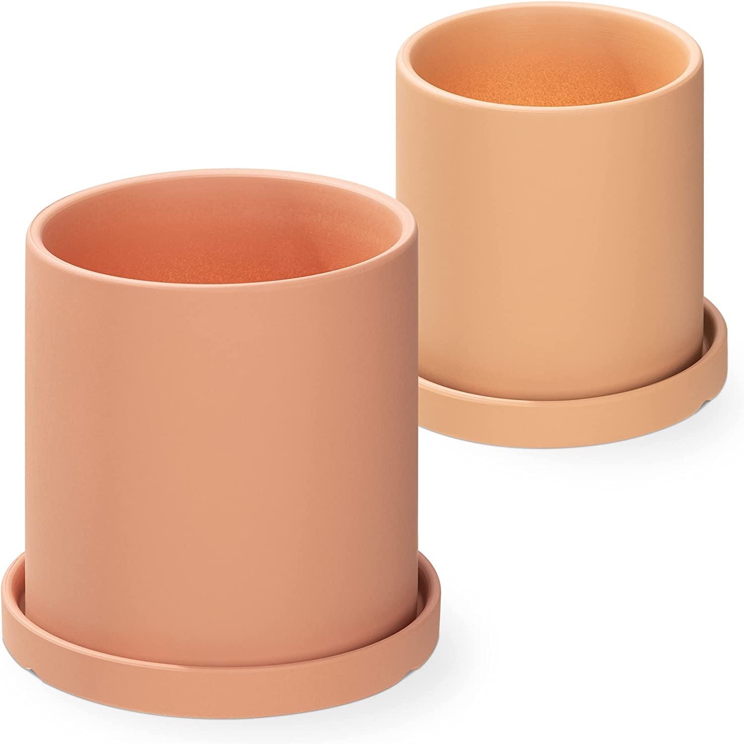 Navaris Ceramic Plant Pot - Σετ με 2 Κεραμικές Γλάστρες / Κασπώ / Ζαρντινιέρες - S & M - Red Shade