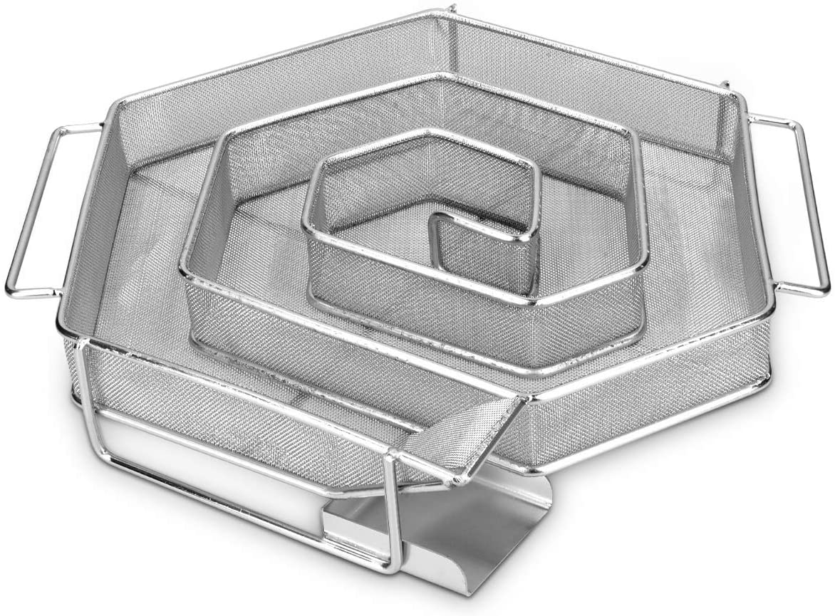 Navaris Cold Smoke Generator - Πλέγμα / Κουτί Ψυχρού Καπνίσματος από Ανοξείδωτο Ατσάλι για Κρέας / Ψάρι - Spiral Form / Silver