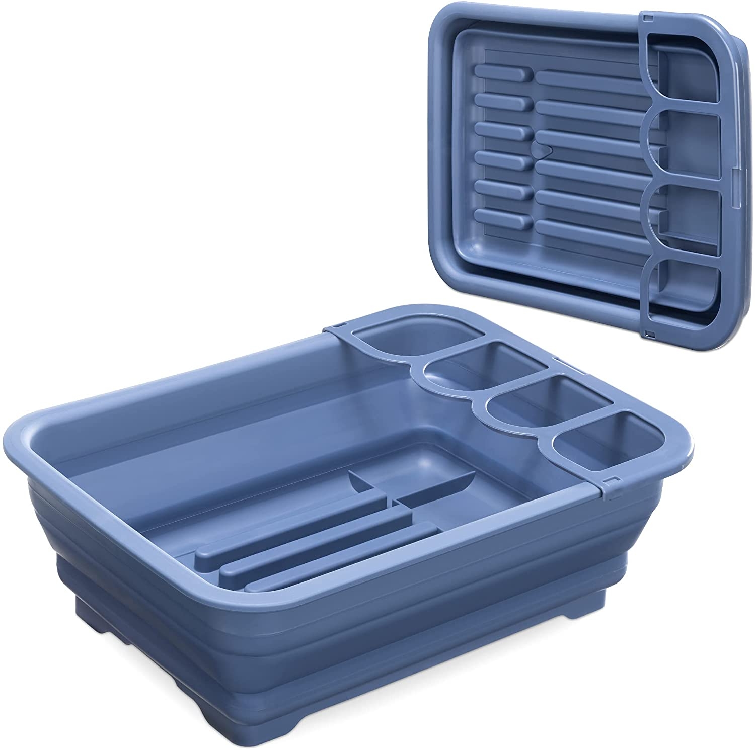 Navaris Collapsible Dish Drainer - Αναδιπλούμενο Στεγνωτήριο / Στραγγιστήρι για Πιάτα και Μαχαιροπίρουνα - Blue