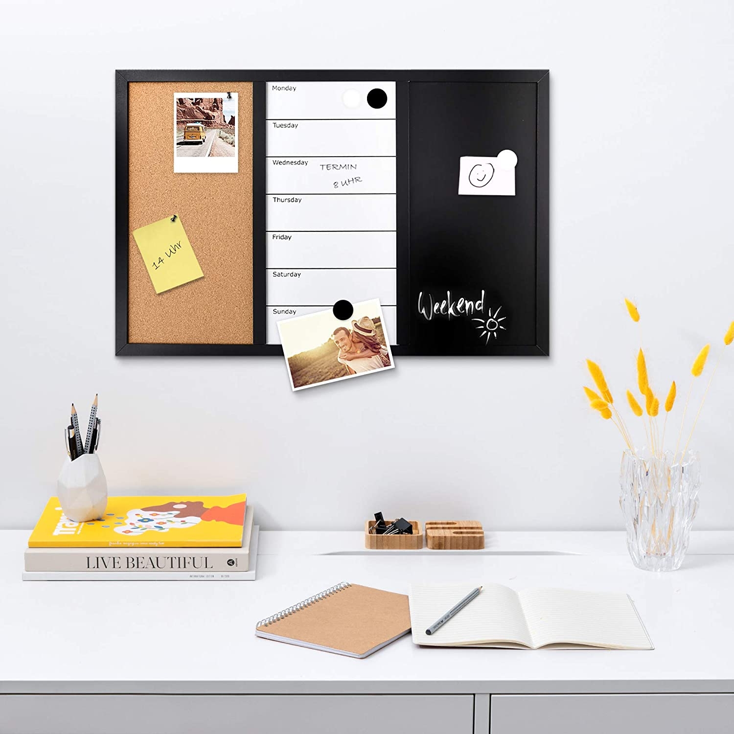 Navaris Combination Board 3 in 1 Μαγνητικός Πίνακας Ανακοινώσεων