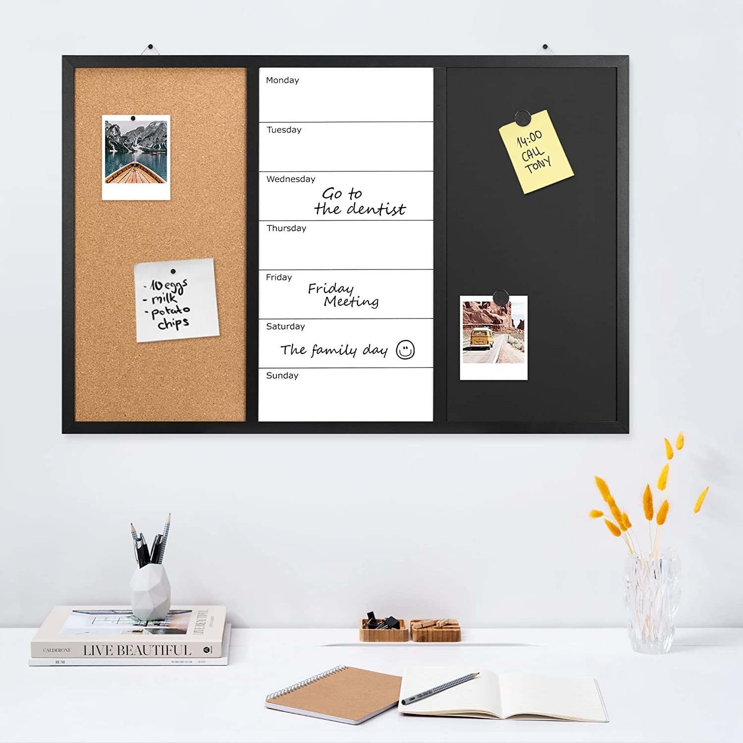 Navaris Combination Board 3 in 1 Μαγνητικός Πίνακας Ανακοινώσεων