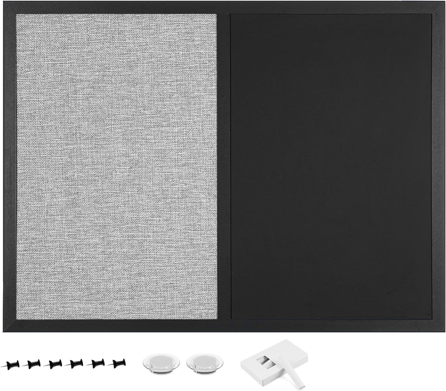 Navaris Combo Board Chalkboard / Textile - Διπλός Πίνακας Ανακοινώσεων με Μαγνητικό Μαυροπίνακα Κιμωλίας και Πίνακα από Ύφασμα Λινό με Πινέζες - 60 x 45 cm - Beige