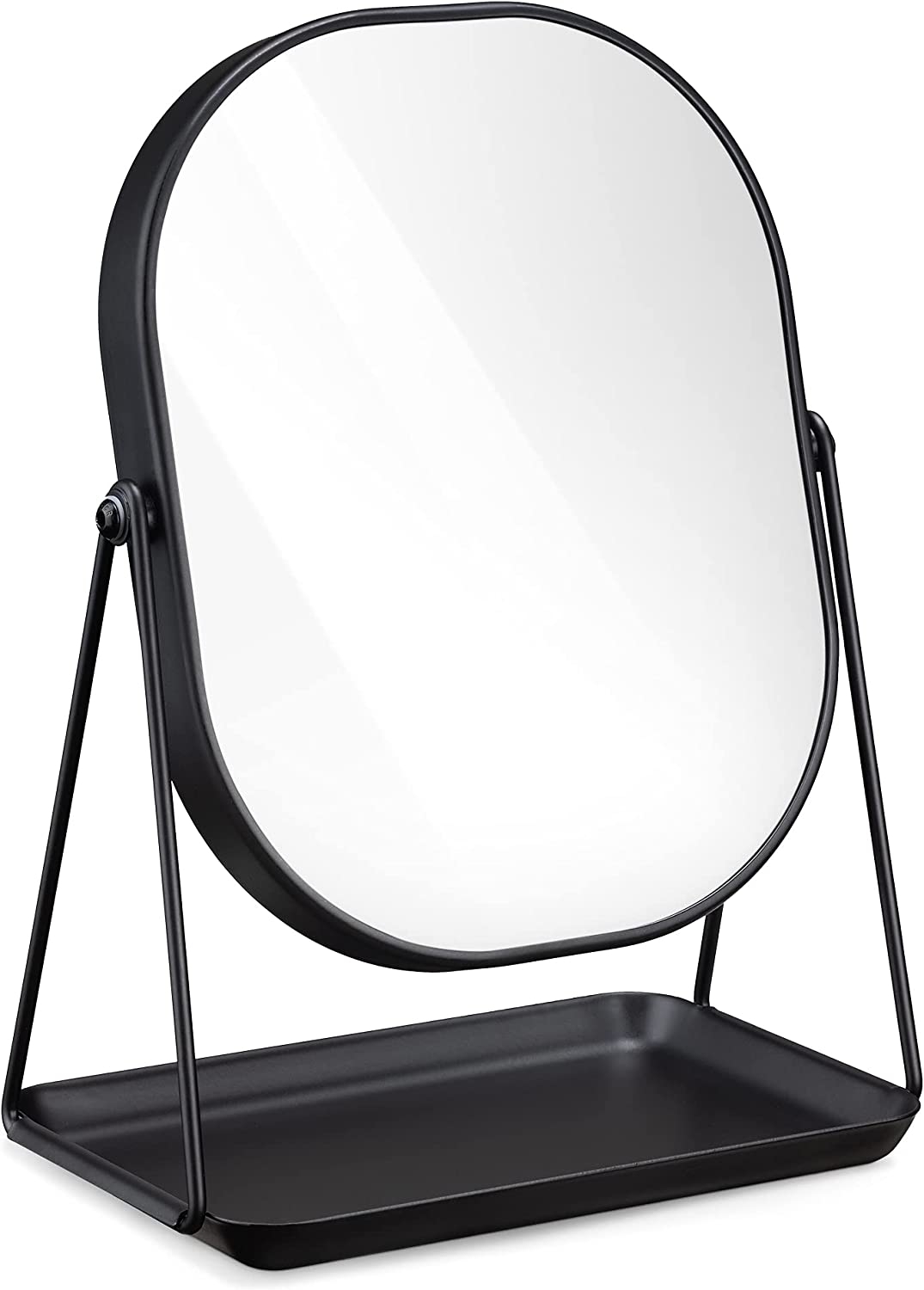 Navaris Cosmetic Mirror with Jewelry Tray - Μεταλλικός Επιτραπέζιος Καθρέπτης Μακιγιάζ με Βάση για Κοσμήματα - Black