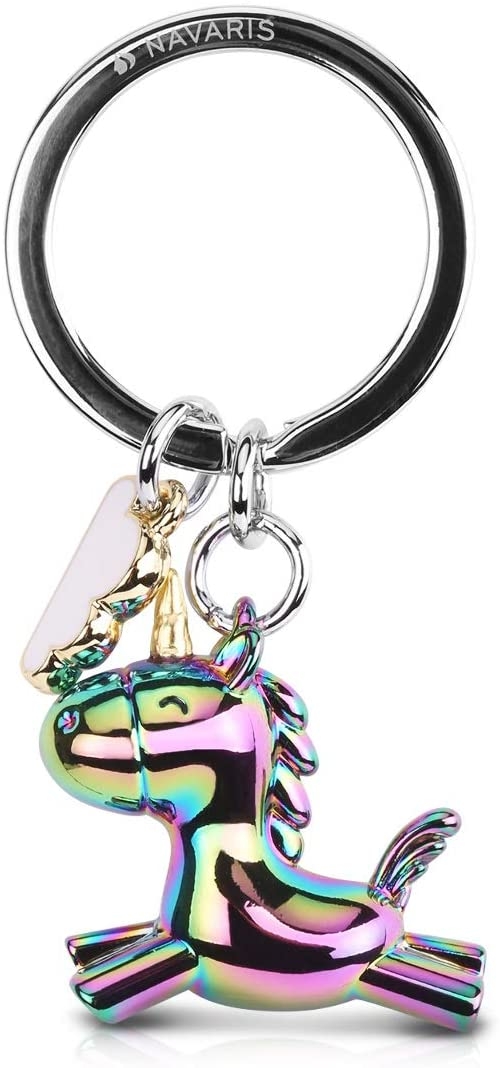 Navaris Cute Rainbow Unicorn Keyring - Μεταλλικό Μπρελόκ Μονόκερος - Rainbow Multi-Colour