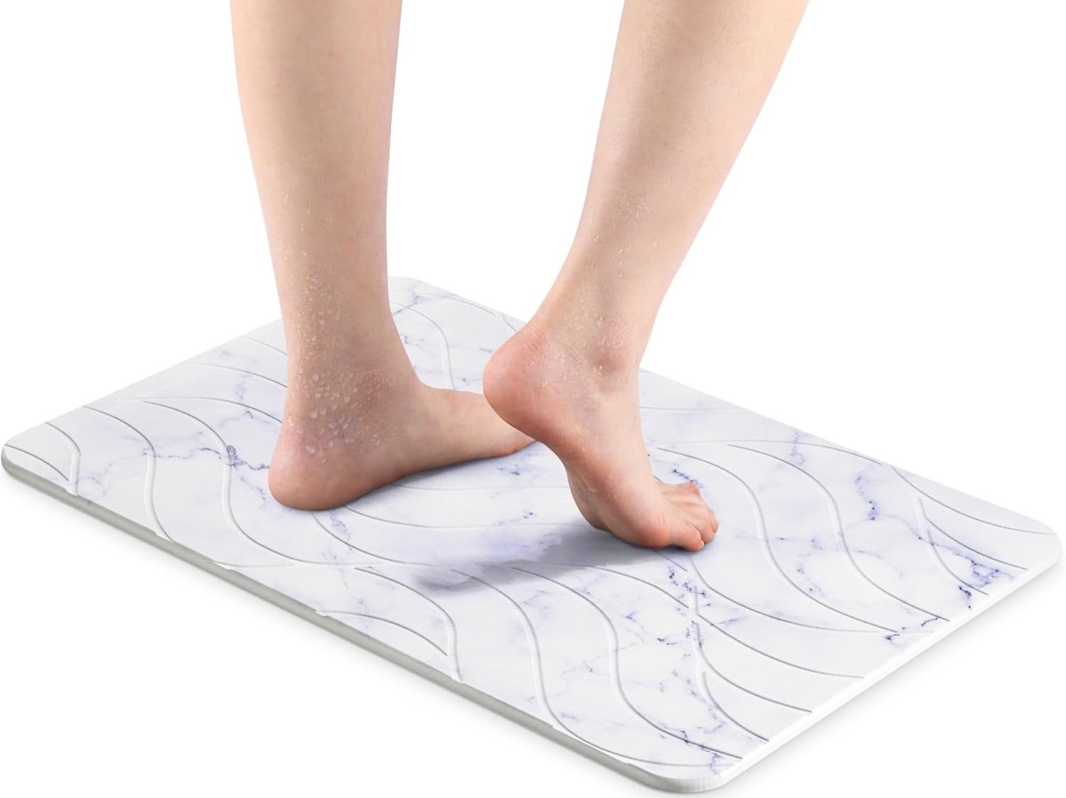 Navaris Diatomaceous Earth Bath Mat Αντιολισθητικό Απορροφητικό Χαλάκι Μπάνιου / Κουζίνας από Γη Διατόμων 39 x 60 cm White Marble