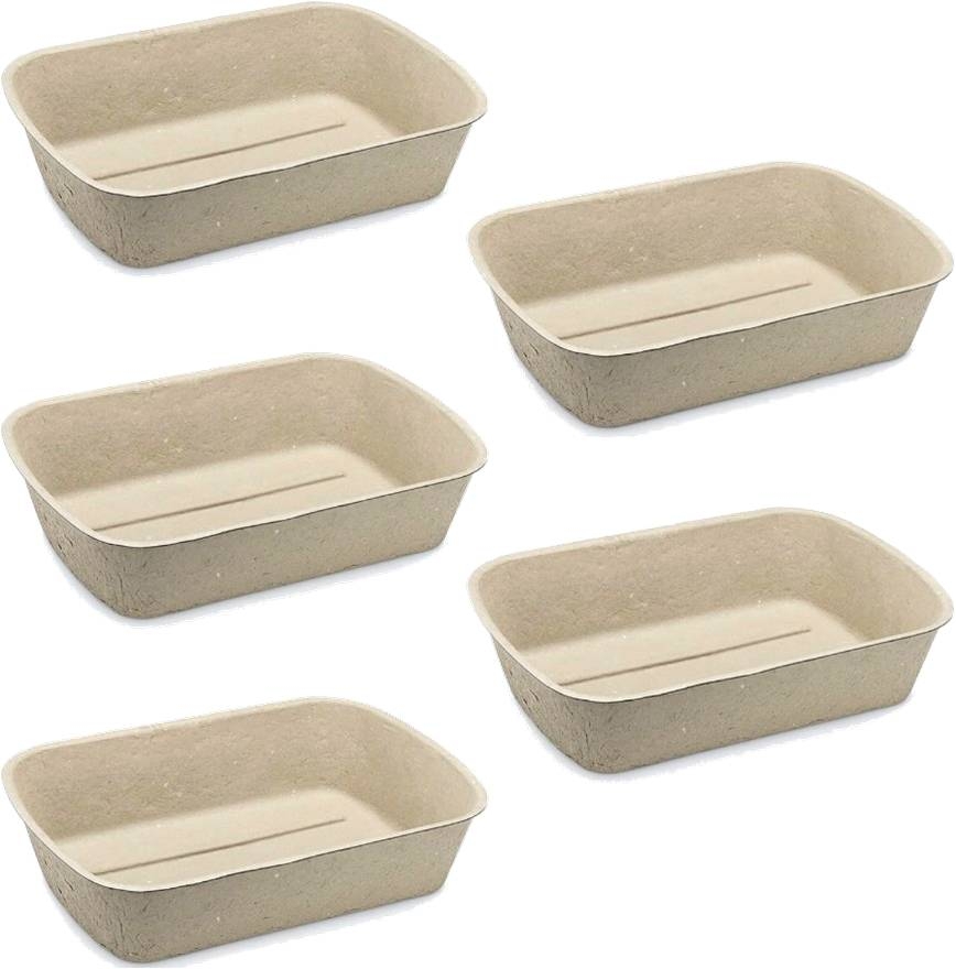 Navaris Disposable Cat Litter Trays Set of 5 L - Τουαλέτα / Λεκάνη Απορριμάτων Γάτας μιας Χρήσης από Χαρτόνι - 47 x 34 x 22cm - Light Brown