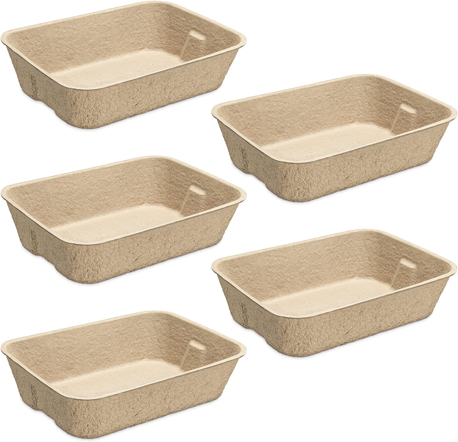 Navaris Disposable Cat Litter Trays Set of 5 - Τουαλέτα / Λεκάνη Απορριμάτων Γάτας μιας Χρήσης από Στεγανό Χαρτόνι - 40.5 x 30 cm - 5 Τεμάχια - Light Brown