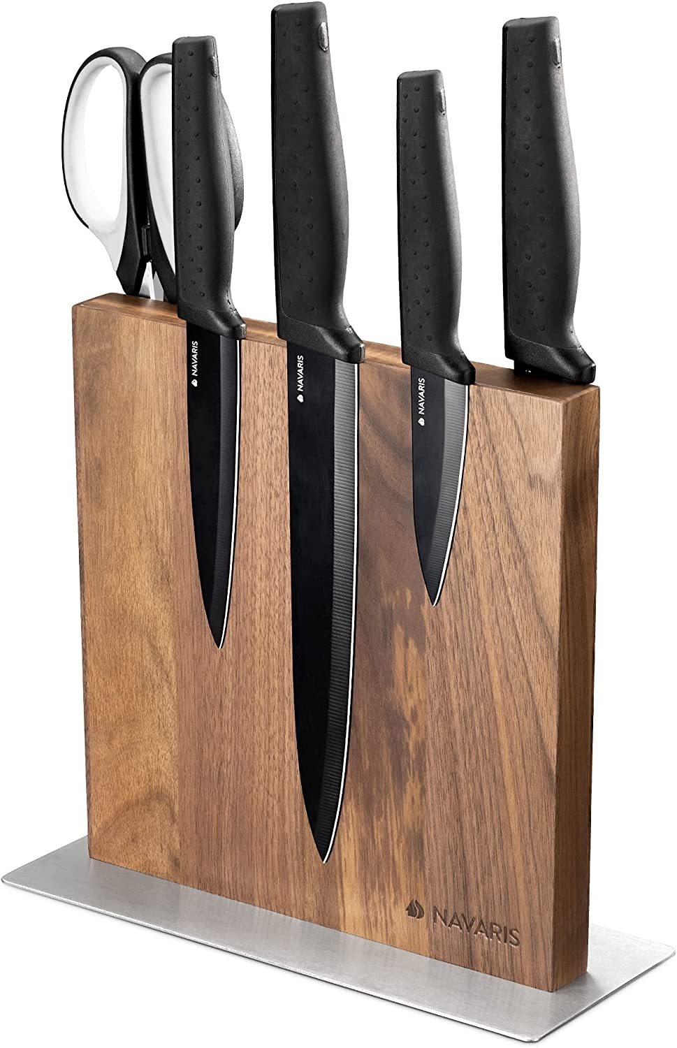 Navaris Double Sided Wooden Magnetic Knife Holder - Μαγνητική Ξύλινη Βάση Μαχαιριών Διπλής Όψεως - Walnut