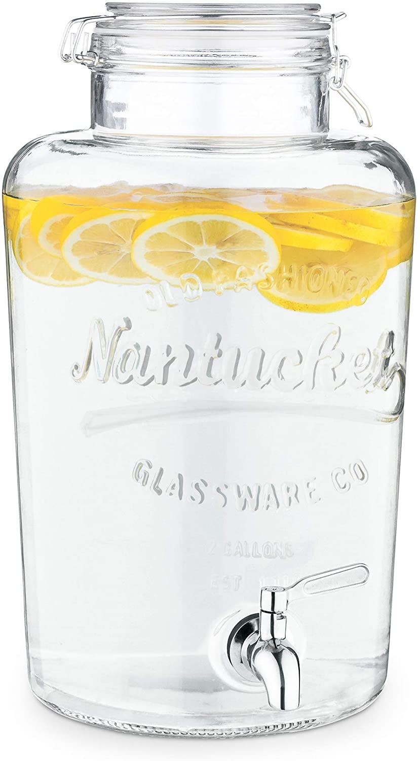 Navaris Drinks Dispenser with Tap - Γυάλινος Διανεμητής Ποτού - 8L - Clear 
