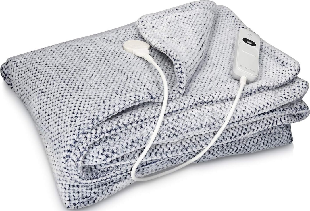 Navaris Electric Heating Blanket - Ηλεκτρική Θερμαινόμενη Πλενόμενη Κουβέρτα με Χρονοδιακόπτη για Αυτόματη Απενεργοποίηση - 180 x 130 cm - 120W - Coral Blue