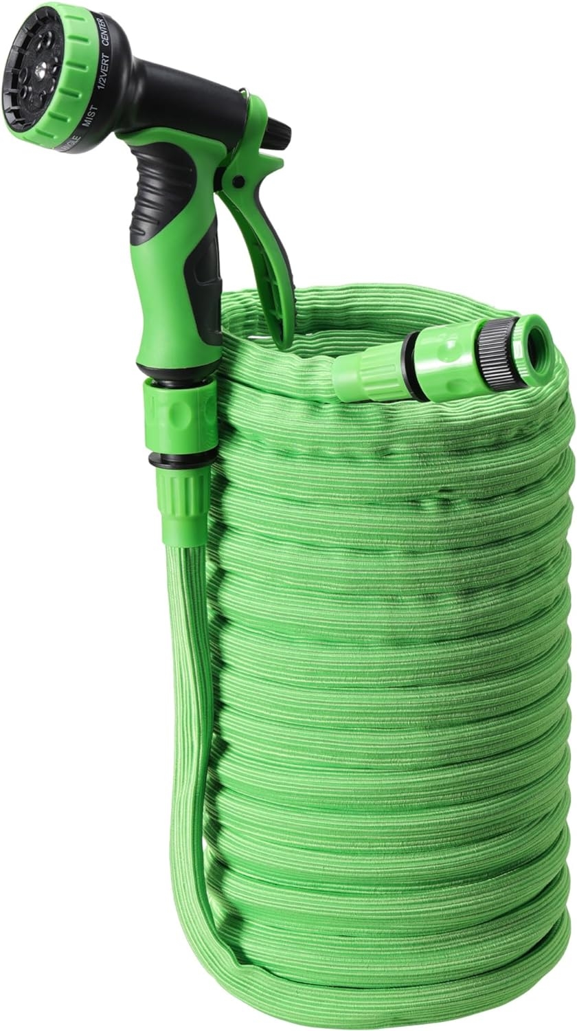 Navaris Flexible Garden Hose - Επεκτεινόμενο Εύκαμπτο Λάστιχο Κήπου με 10 Λειτουργίες Ψεκασμού - 7.5m - 15m - Green