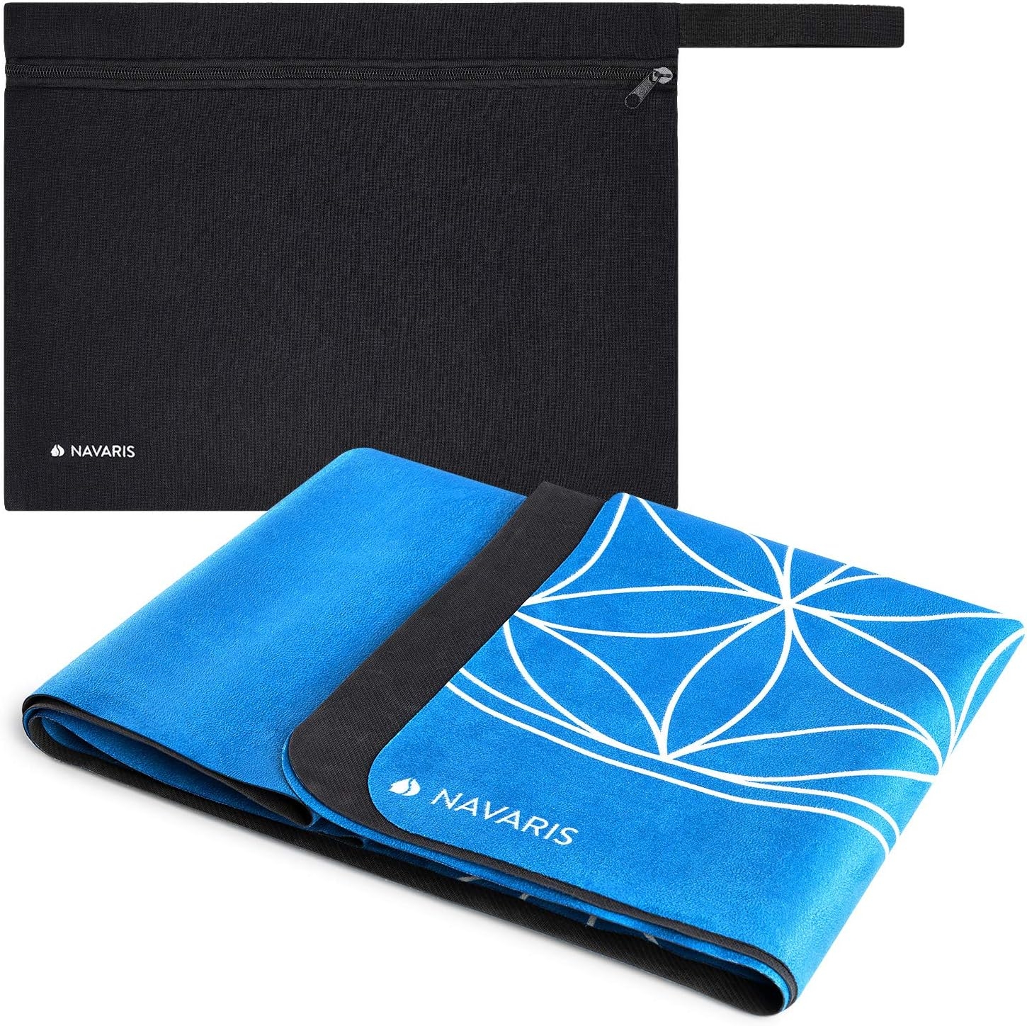 Navaris Foldable Yoga Mat for Travel - Αναδιπλούμενο Στρώμα για Γυμναστική / Yoga / Pilates με Θήκη Μεταφοράς - 1.5mm Πάχος - Blue