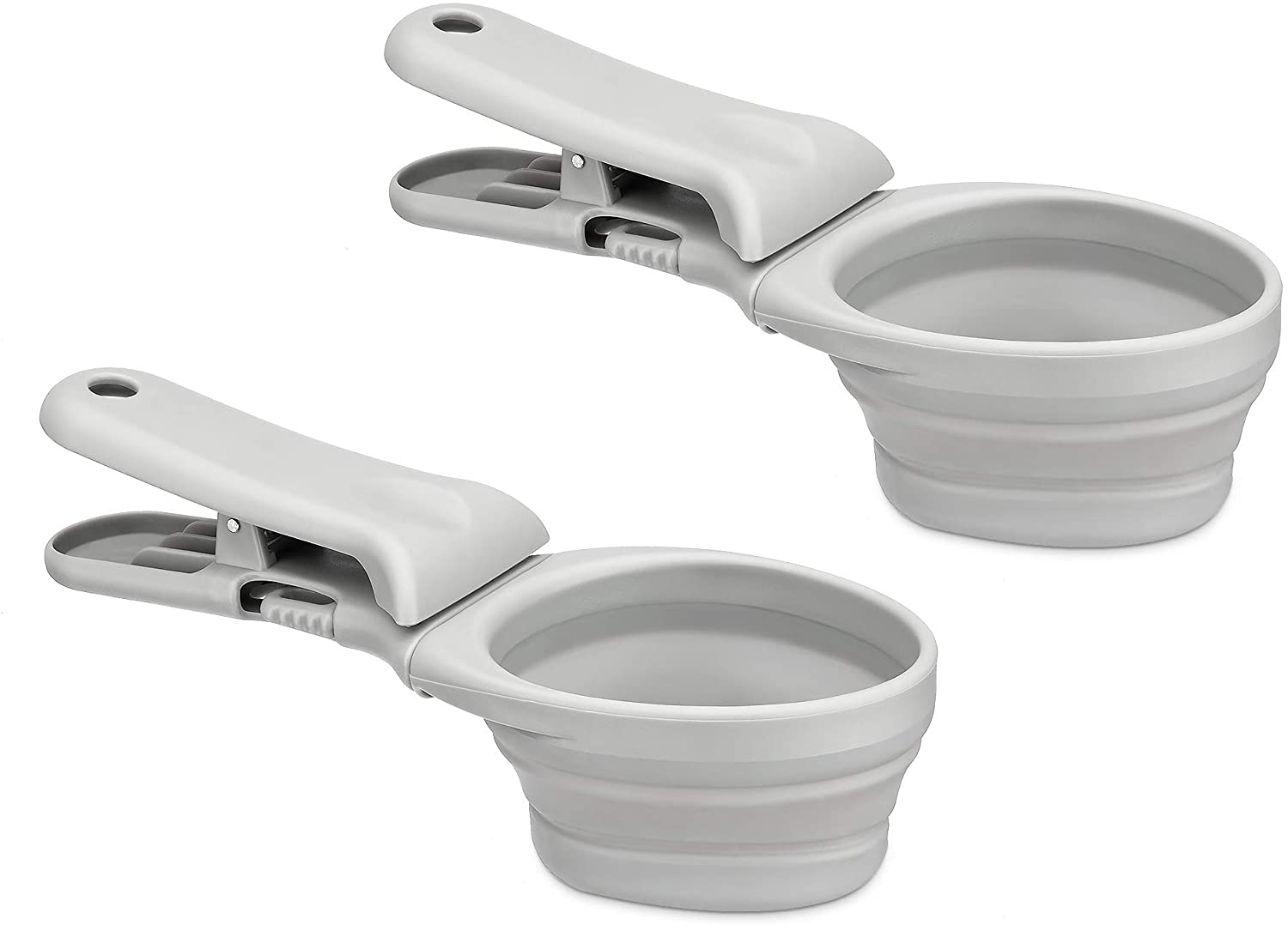 Navaris Food Portioner with Clamp - Πτυσσόμενο Scoop / Σέσουλα Φαγητού με Κλιπ για Κατοικίδια - 2 Τεμάχια - Grey (49080.19)