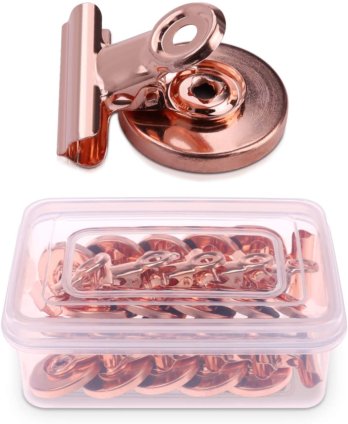 Navaris Fridge Magnet Clip Holders - Μαγνητάκια Ψυγείου με Κλιπ - 15 Τεμάχια - Rose Gold
