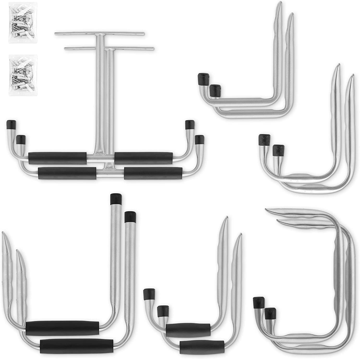 Navaris Garage Ceiling & Wall Mount Hangers and Hooks - Σετ Οροφής και Τοίχου με Γάντζους και Κρεμάστρες - 12 Τεμάχια