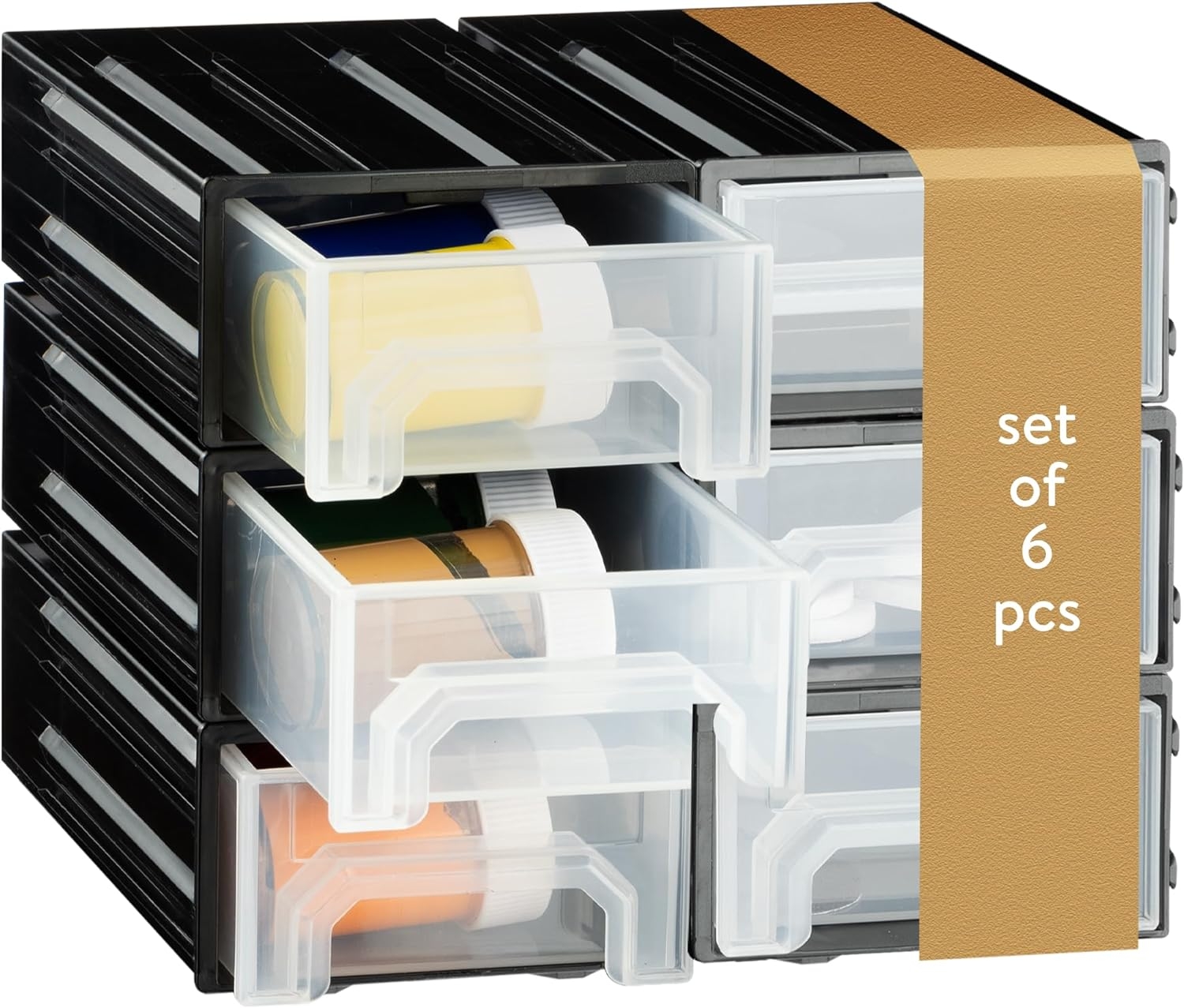 Navaris Interlocking Parts Storage Drawer Cabinets - Συρταριέρα Οργάνωσης και Αποθήκευσης Εργαλείων - 15 x 8.6 x 4.9 cm - Standard - 6 Θέσεων