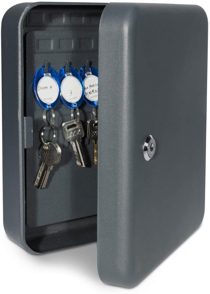 Navaris Key Box Cabinet for 48 Keys - Μεταλλική Κλειδοθήκη Τοίχου 48 Θέσεων με Κλειδαριά - 25 x 20 x 8 cm - Anthracite