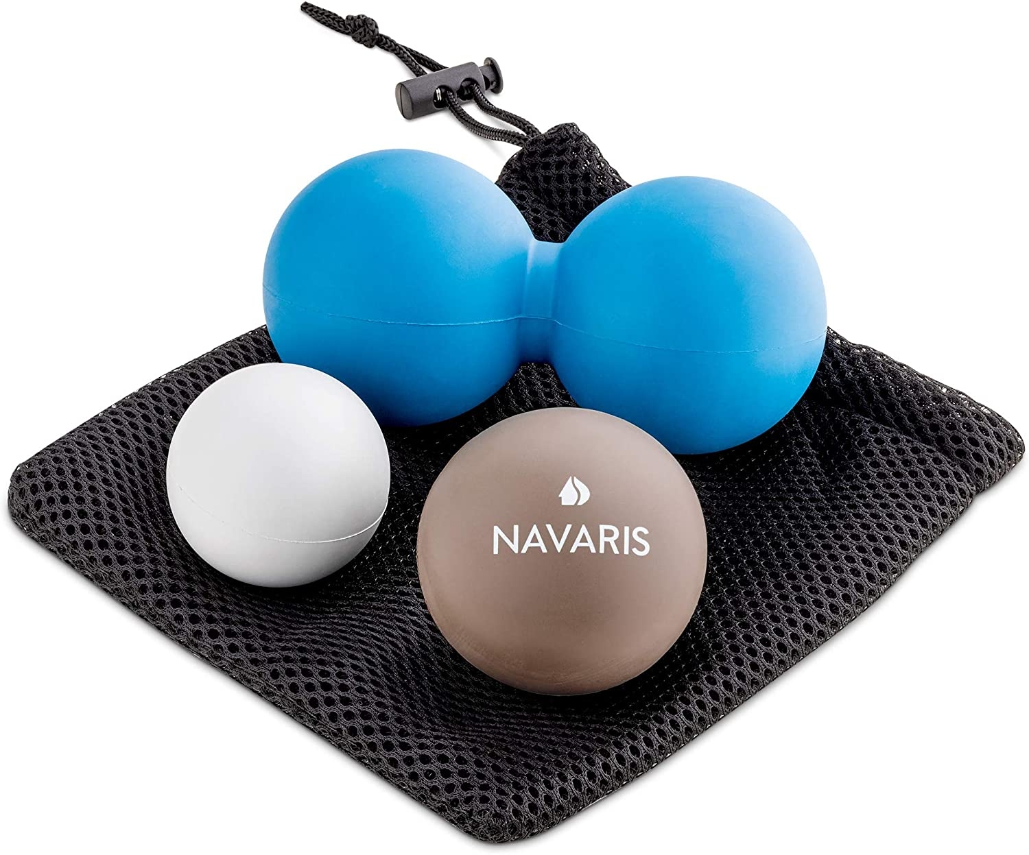 Navaris Lacrosse Massage Ball - Σετ 3 Μπάλες Lacrosse για Μασάζ - Grey / Blue / White
