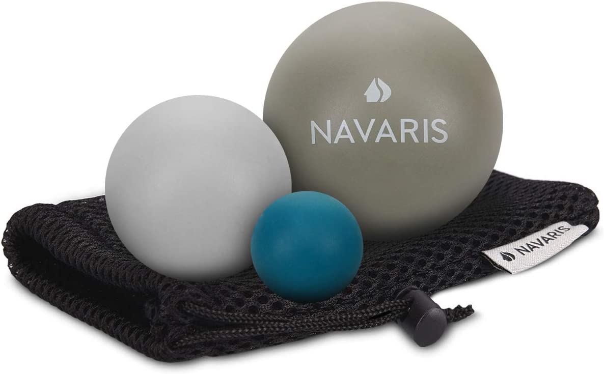Navaris Lacrosse Massage Ball - Σετ 3 Μπάλες Lacrosse για Μασάζ - Grey
